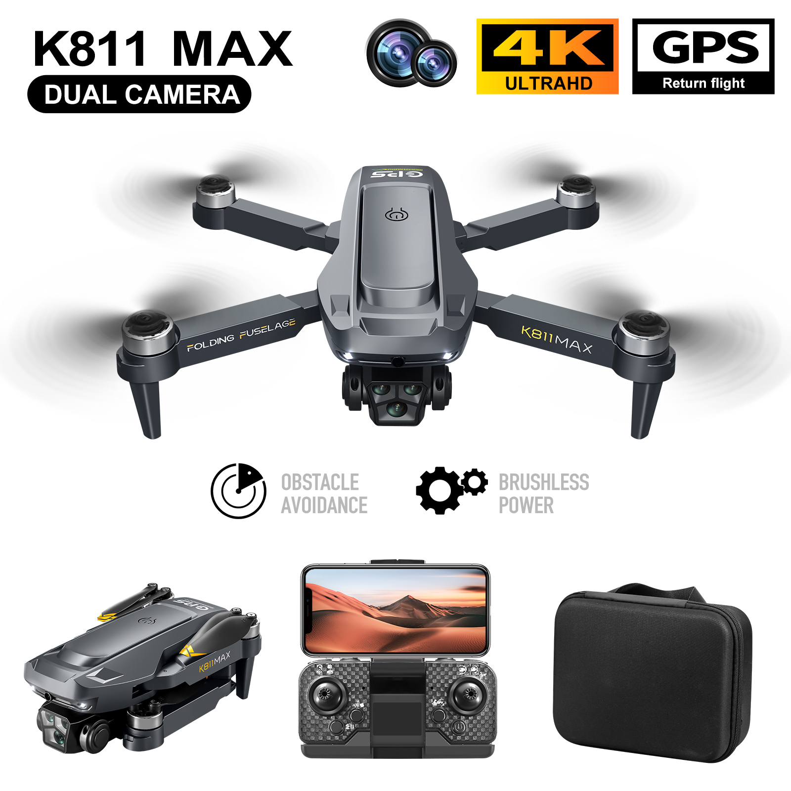 Drone Rc Gps - K811MAX Quadcopter Drone: Brushless, GPS, Auto