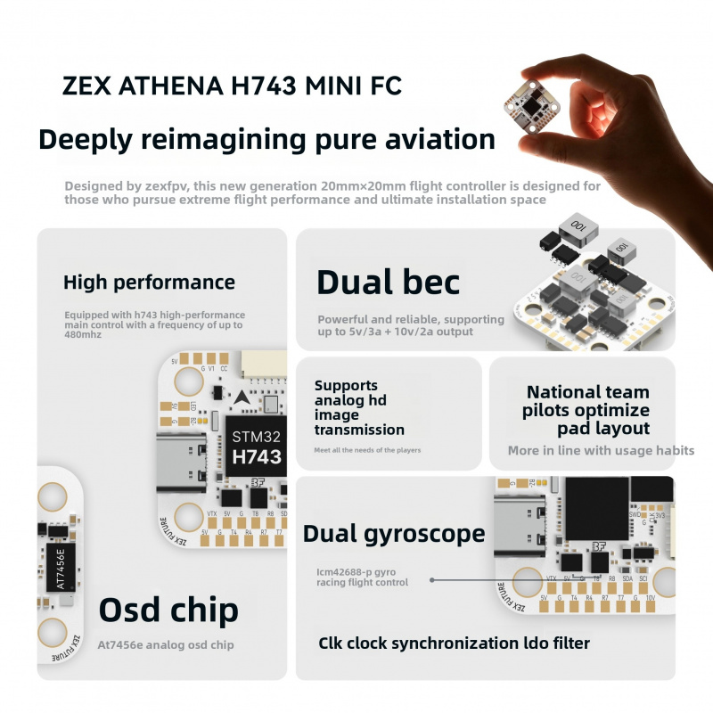 ZEX ATHENA H743 Mini Flight Co - Betaflight Flight Controller recensie en prijs