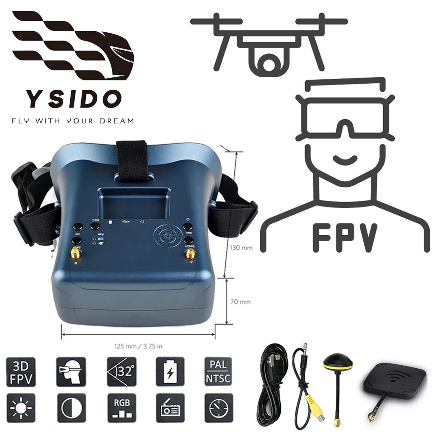 FPV Goggles 008D 5.8G 40CH 4.3 - Fpv Goggles Headset recensie en prijs